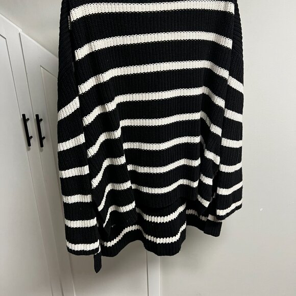 H&M Oversized Cotton Blend Striped Sweater -  2XL - Black & White - Picture 2 of 5